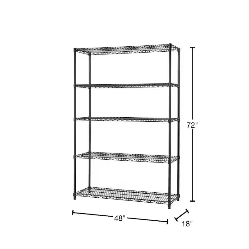 Black 5-Tier Steel Wire Shelving Unit M454