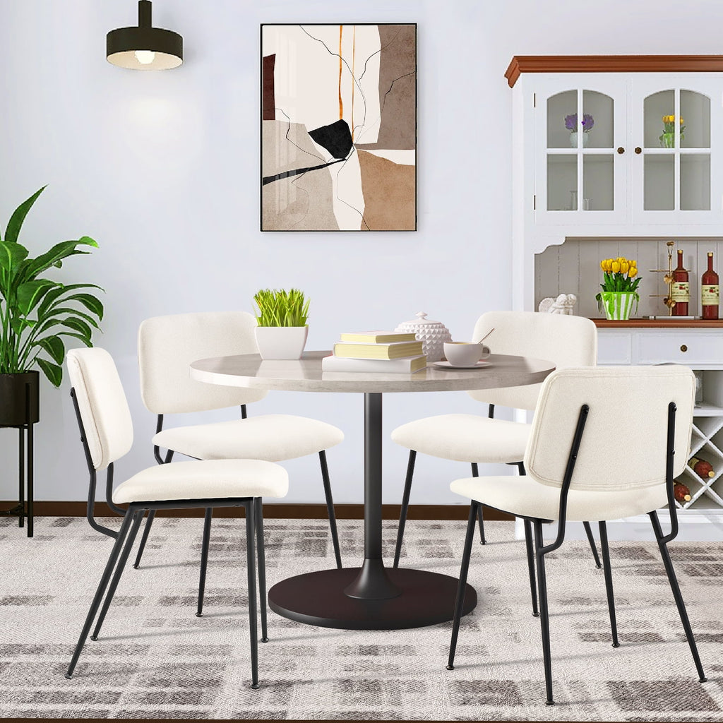 Cream Fabric Upholstered Dining Chairs Set of 6 C243