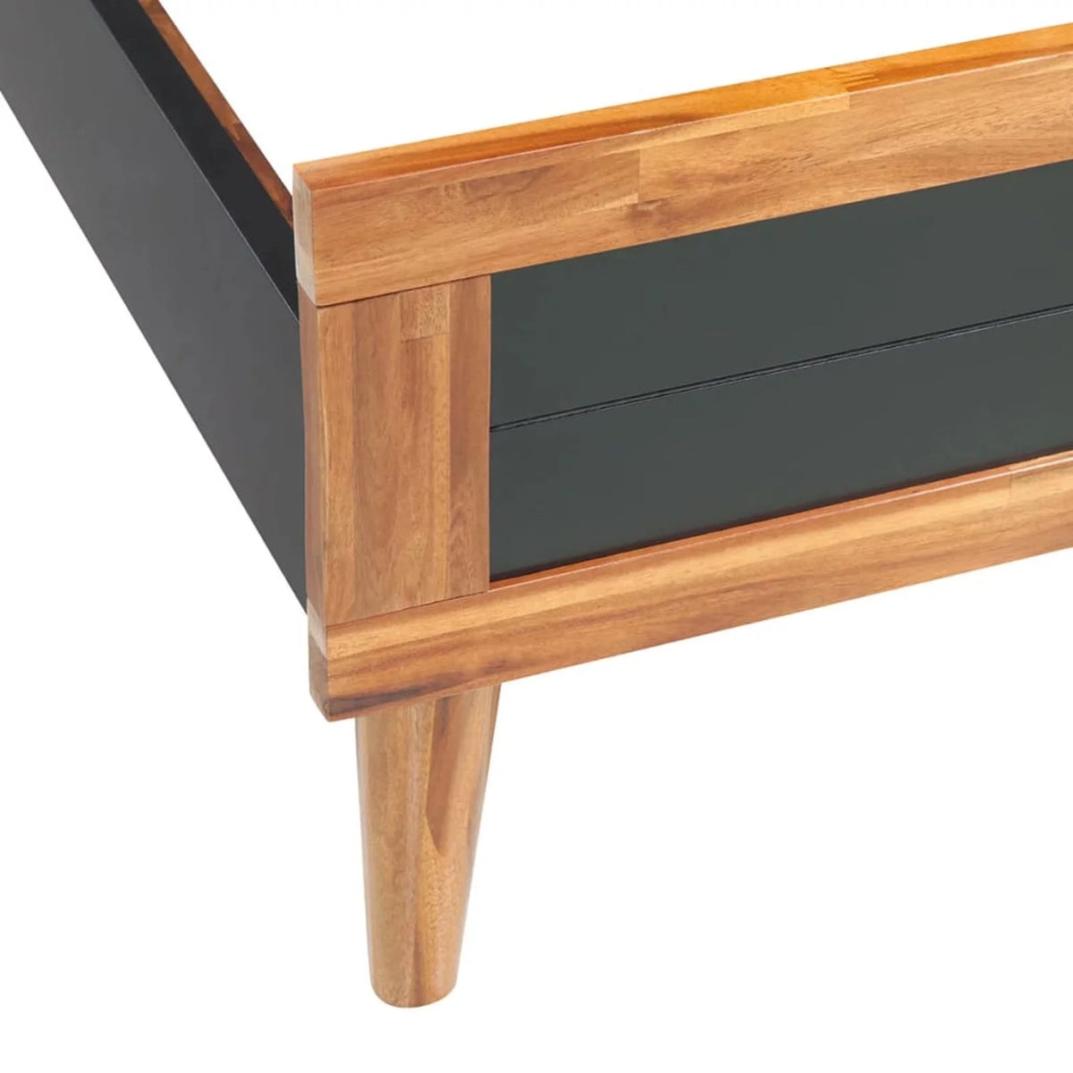 Black Solid Acacia Wood Bed Frame W439303