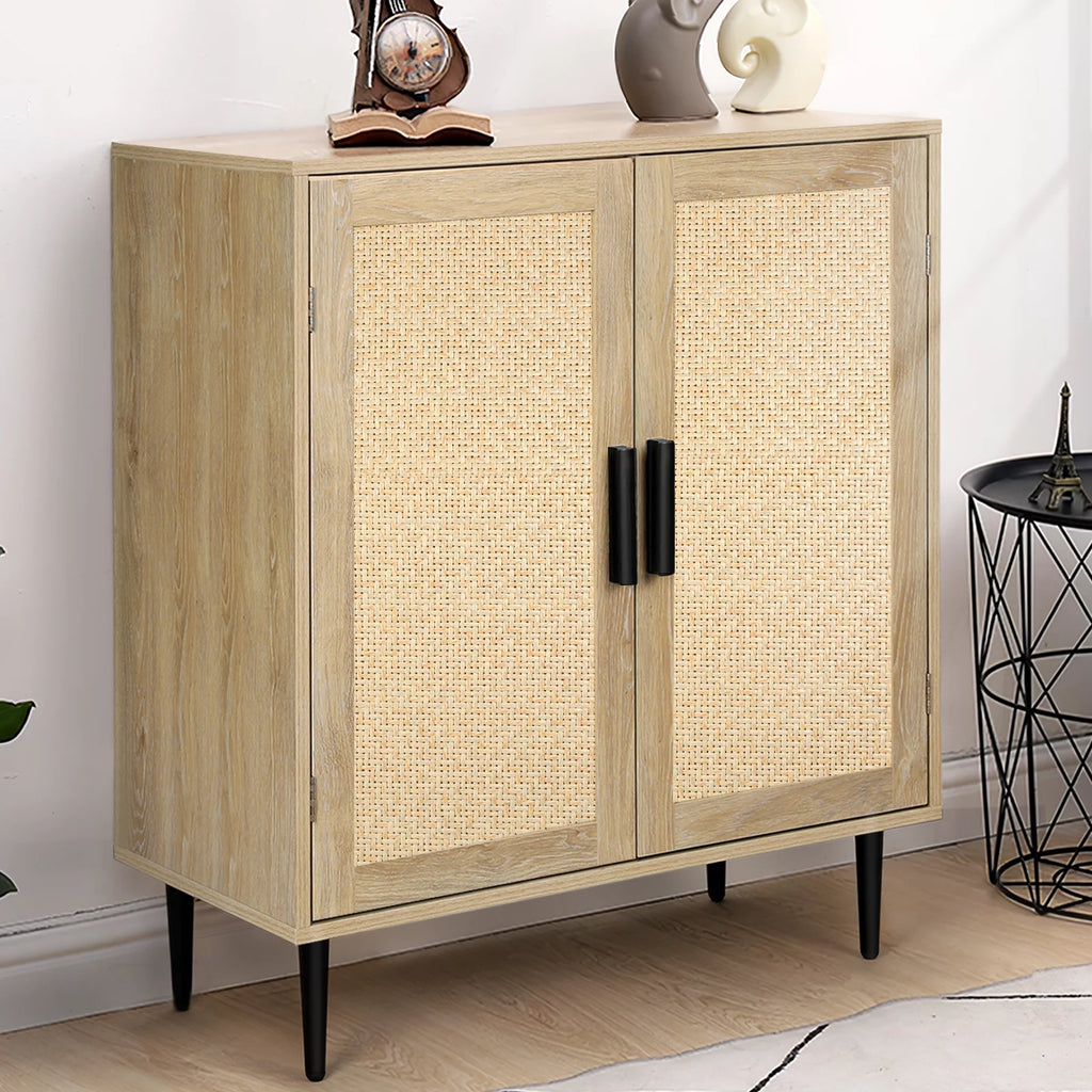 34.4'' Tall Sideboard Buffet Cabinet with Rattan Doors J272749