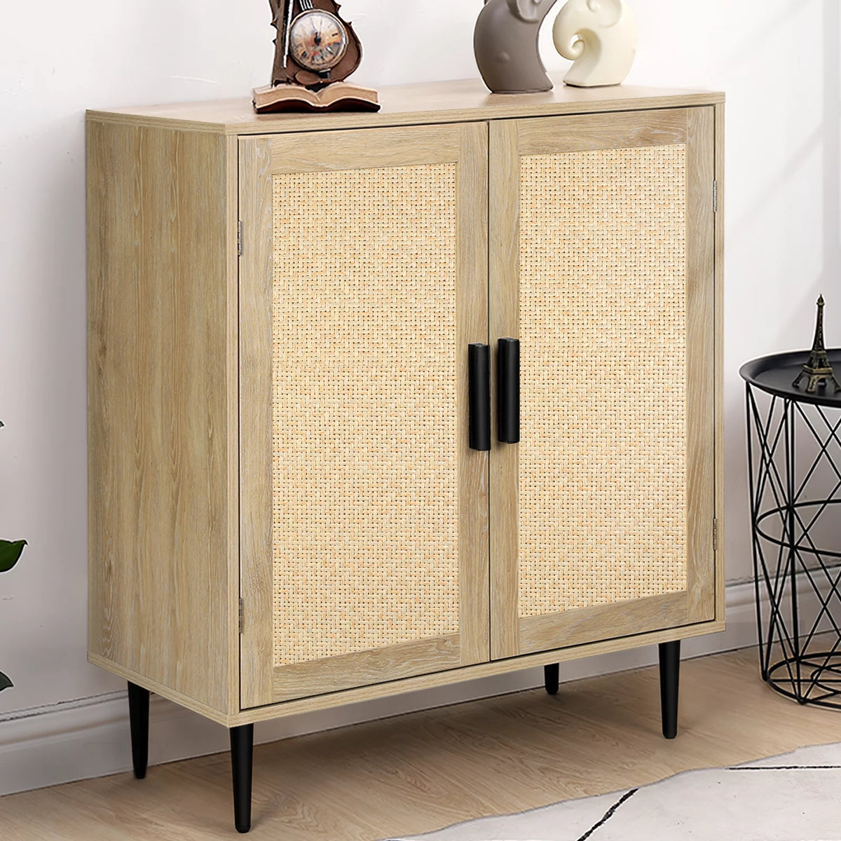 34.4'' Tall Sideboard Buffet Cabinet with Rattan Doors J272749