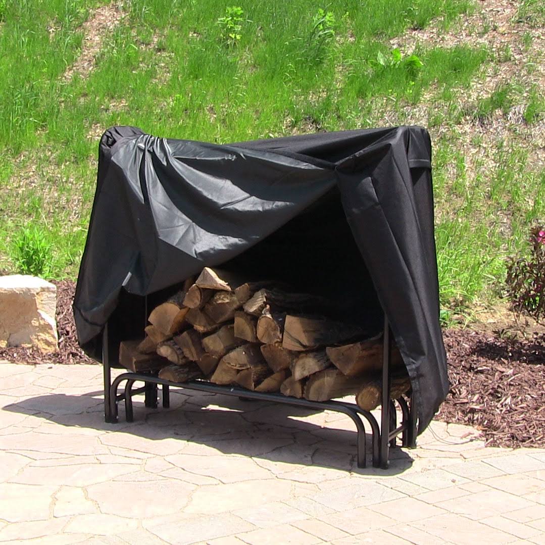 Black 4-Foot Firewood Log Rack Cover N608