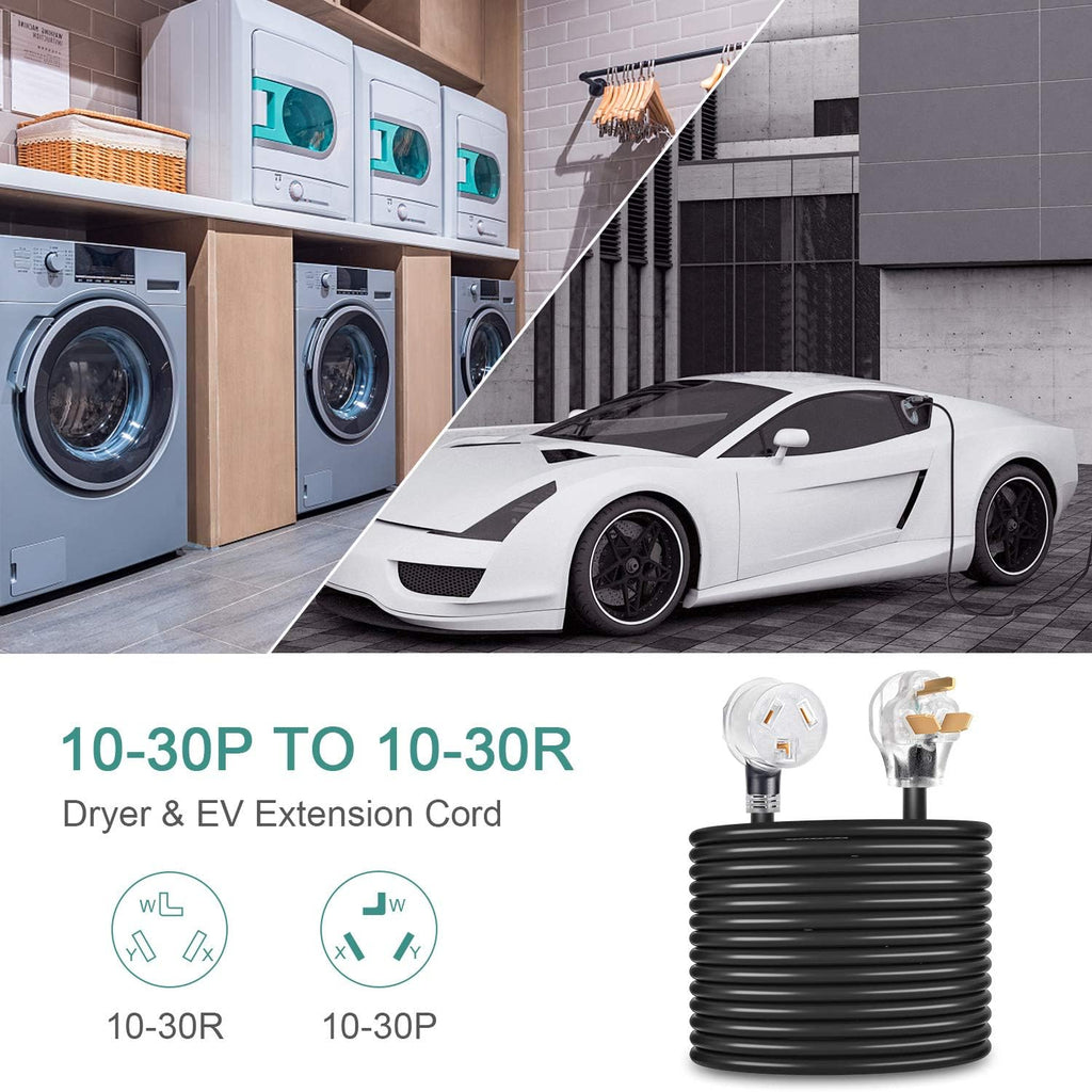 Dryer Extension Cord 3 Prong, 30 Amp, NEMA 10-30P to 10-30R, 125V/250V, 50 Feet H41404