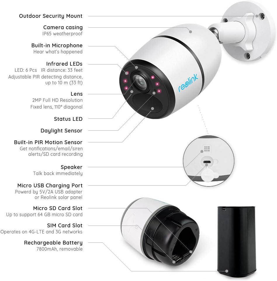 Outdoor Solar-Powered Cellular Security Camera System, 1080p Night Vision, PIR Motion Sensor U687093