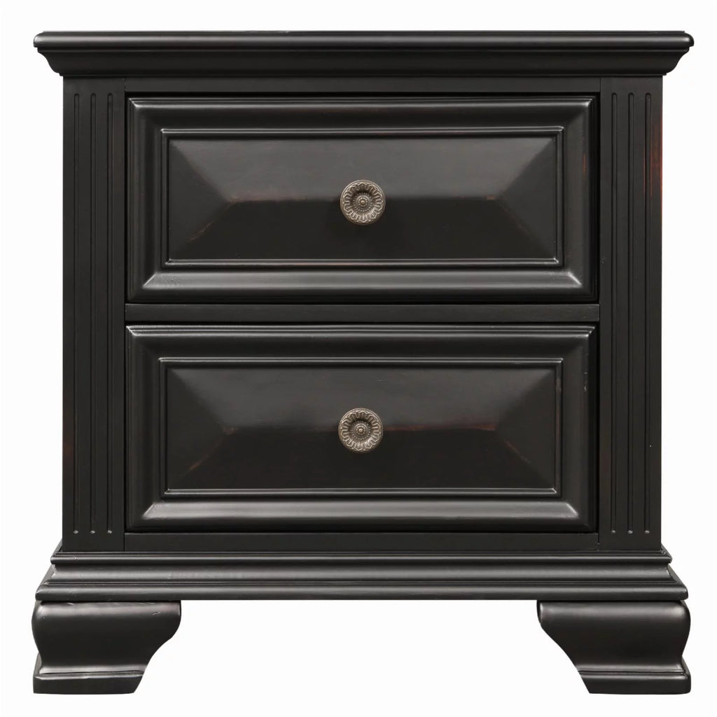 Vintage Black 2-Drawer Nightstand U7534