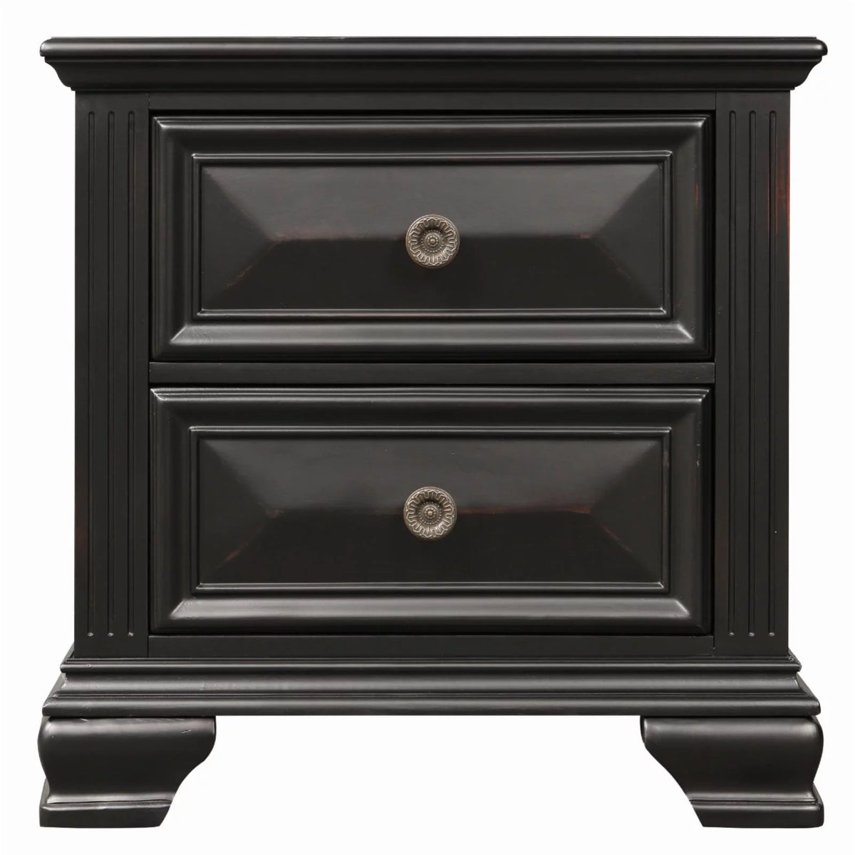 Vintage Black 2-Drawer Nightstand U7534