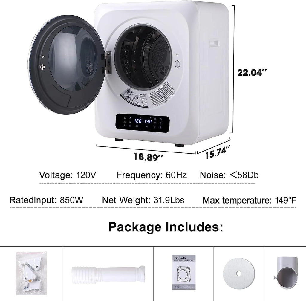 Compact Electric Laundry Dryer with Stainless Steel Drum K827097