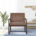 Brown Faux Leather Wide Armchair I29772