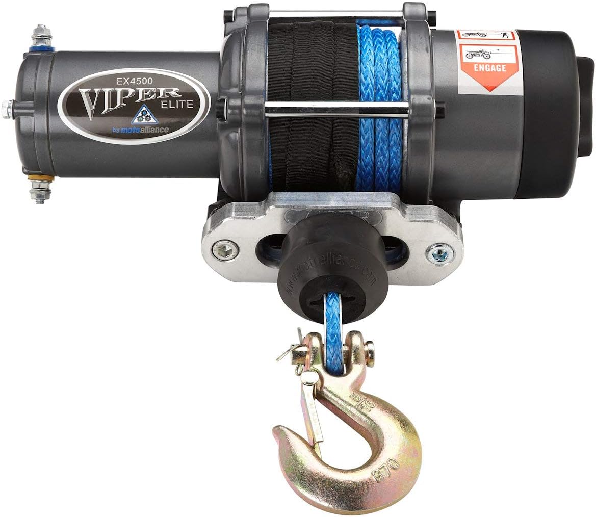 VIPER Elite ATV/UTV Winch 4500lb 40 feet BLACK Synthetic Rope and Wireless Remote X2407