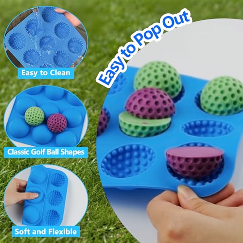 9-Cavity 3D Golf Ball Silicone Molds with Lid F158120
