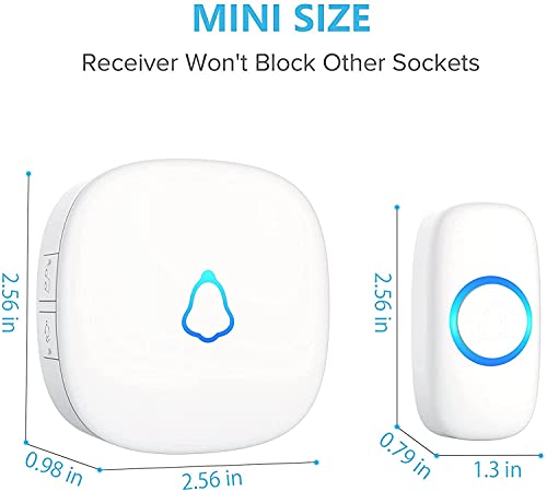 Wireless Doorbell with 2 Buttons, Waterproof Mini Doorbell, Black I871501