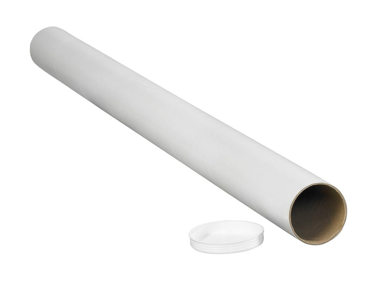 Mailing Tubes with Caps 2x22 x 15x22 White 50/Case L125