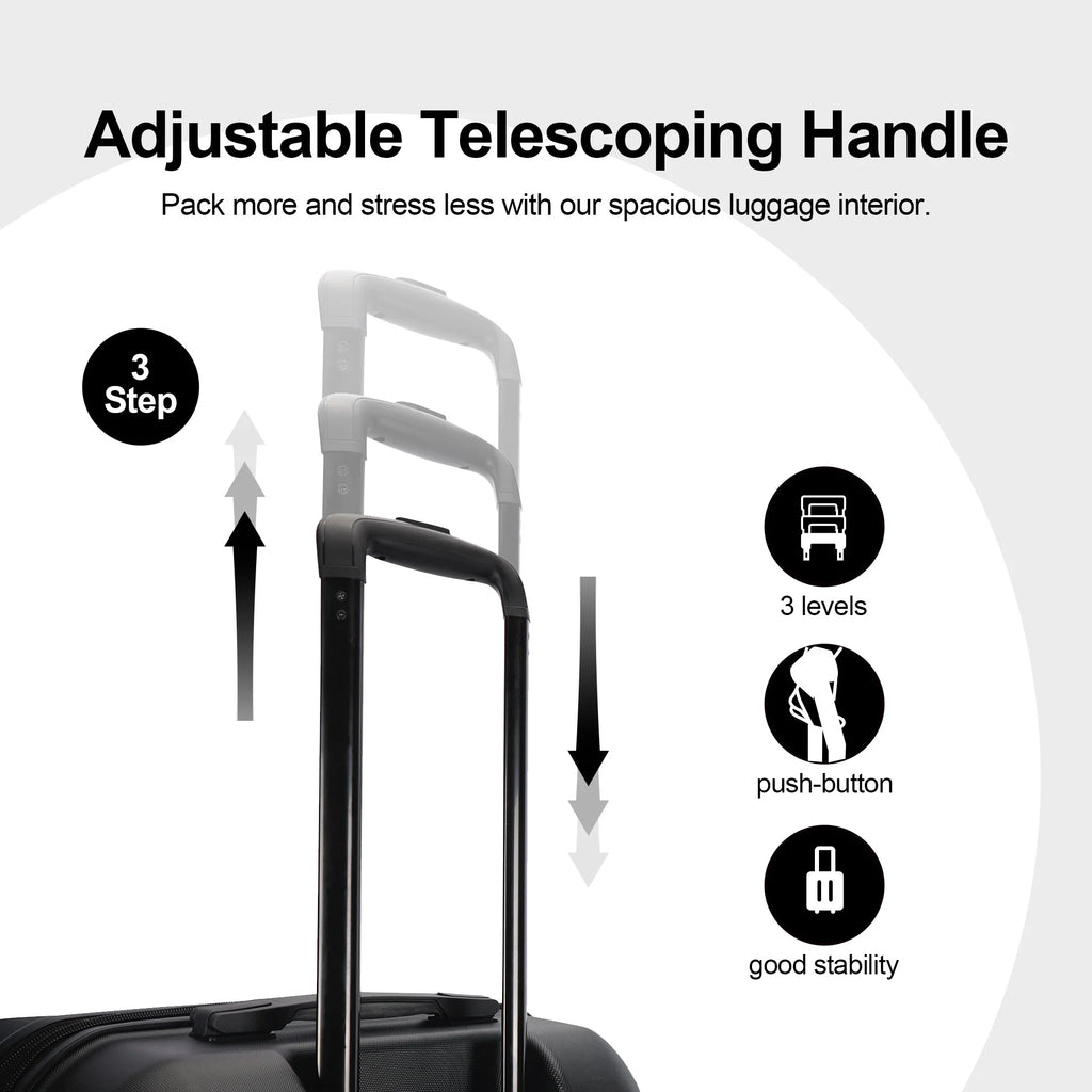 3 Piece Expandable Hard Side Luggage Set with Wheels Black X3891