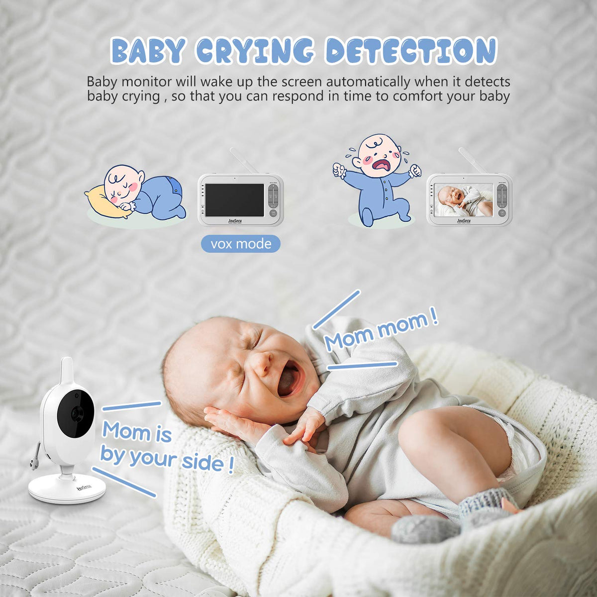 Baby Monitor with Camera and Audio 4.3 Inches LCD Split Screen Q876