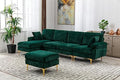 Purple 114 Inch Fabric Upholstered Modular Sectional Sofa with Chaise Lounge Ottoman and 2 Pillows A386300