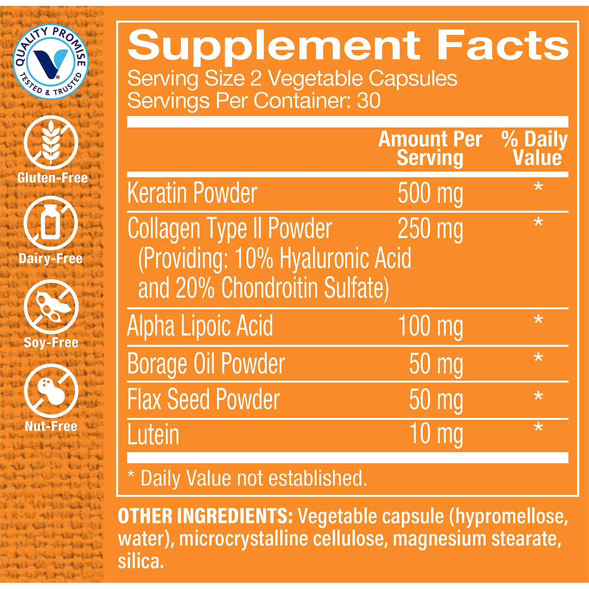 Hair, Skin & Nails Collagen Type II Veggie Capsules W848