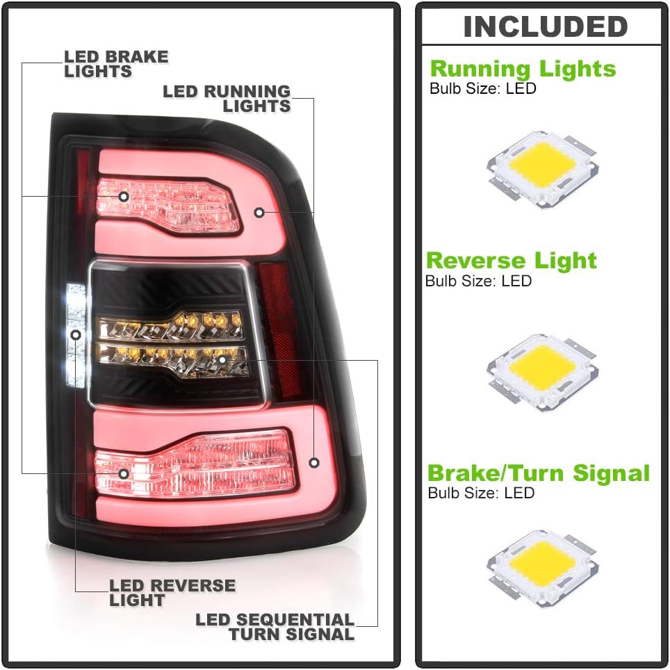 Black Full LED Tail Lights with Sequential Signal Lamps X87535