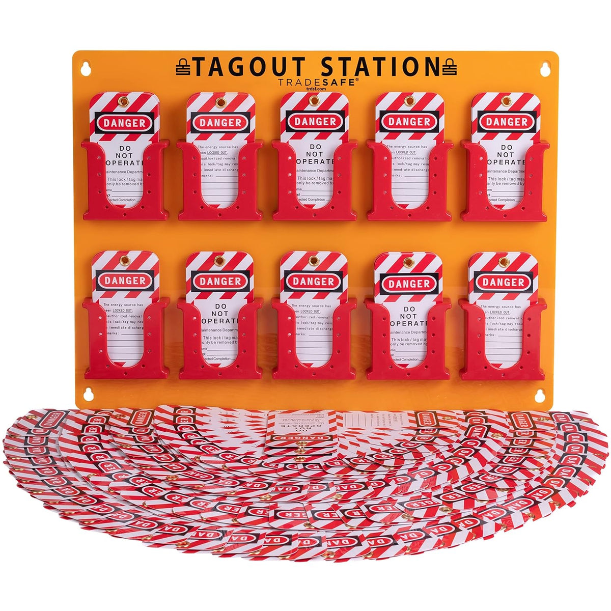 Wall-Mountable Lockout Tagout Organizer with 10 Holders A717