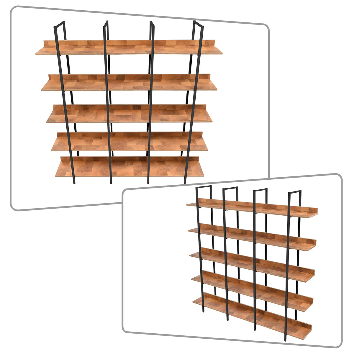 5-tier Wooden Open Bookshelf with Black Metal Frame Y76670