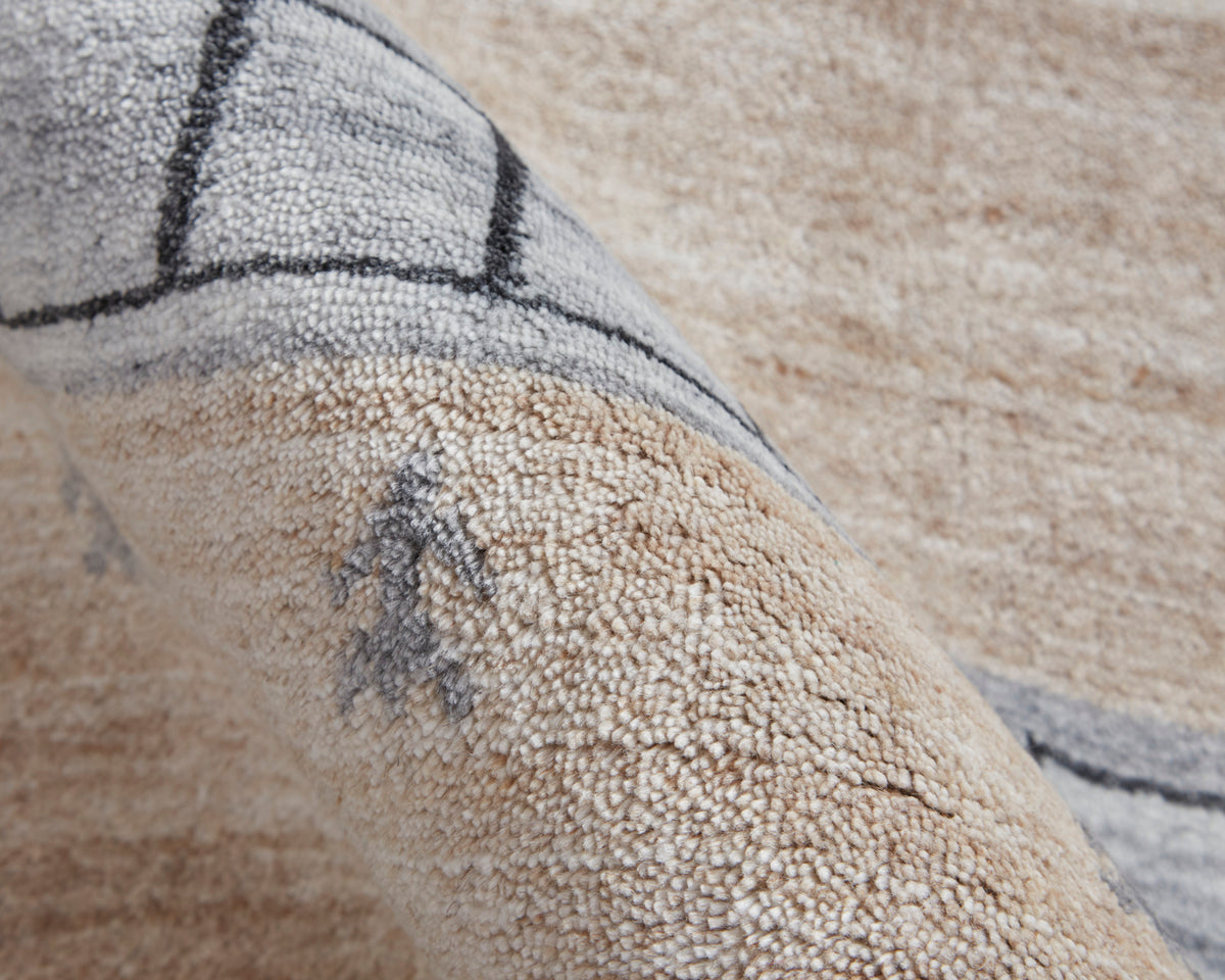 Ivory Tan Gray Handmade Area Rug U7831