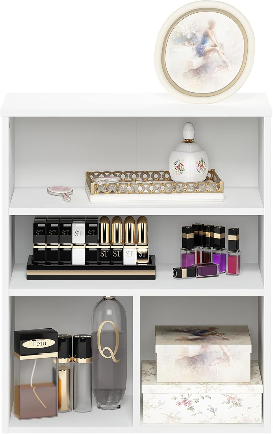 3 Tier White Bookcase S3330