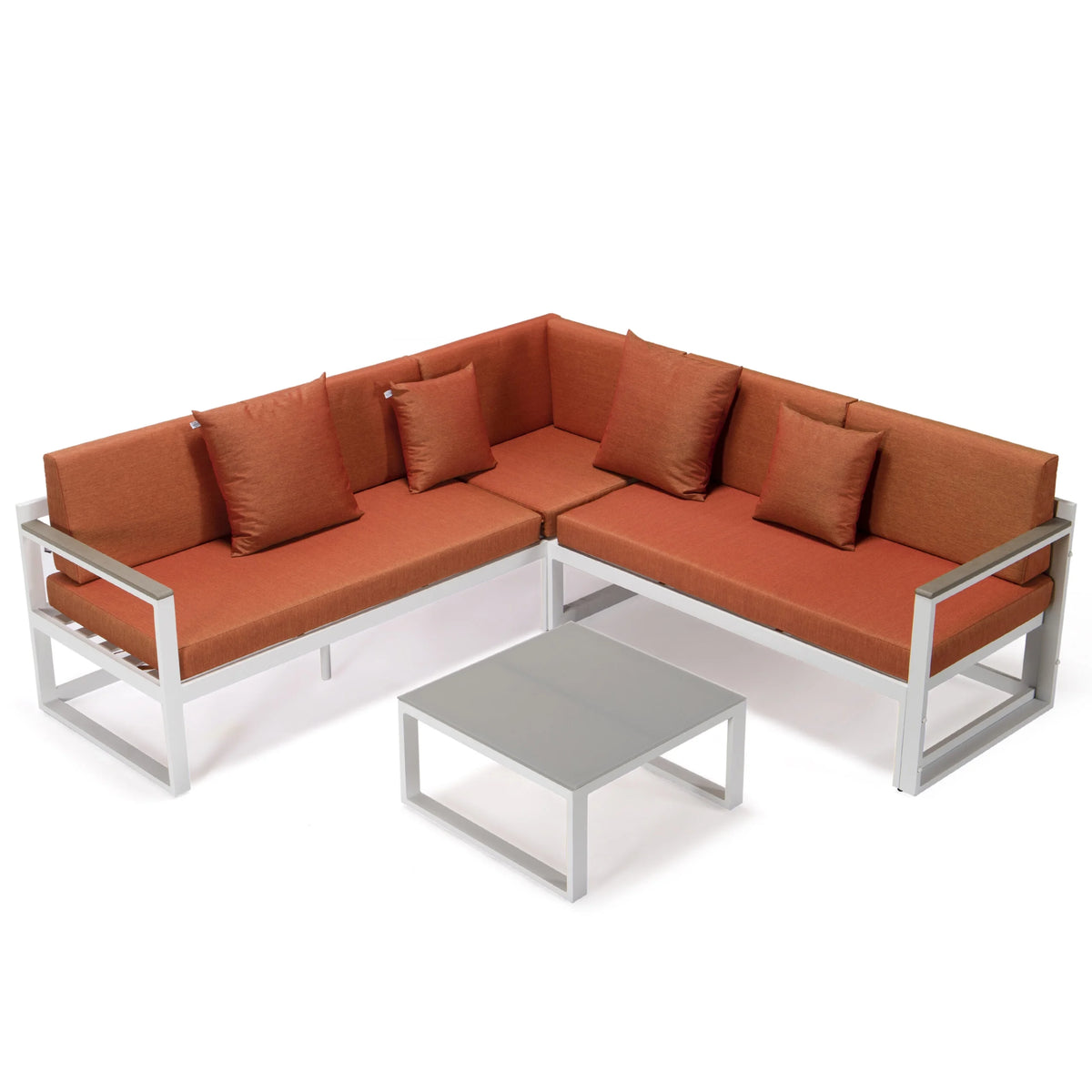 White Sectional With Adjustable Headrest & Coffee Table With Cushions G102668