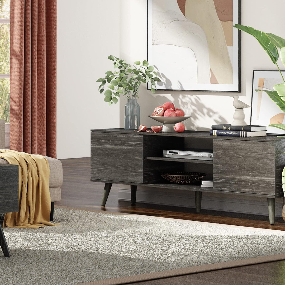 Rustic Brown TV Stand with Storage Cabinet J277271