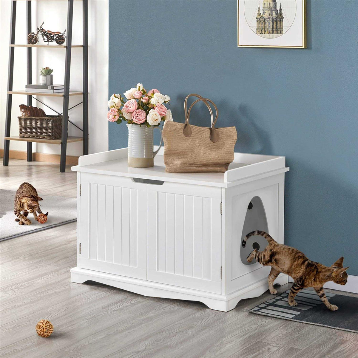 White Decorative Hidden Cat Litter Box I266