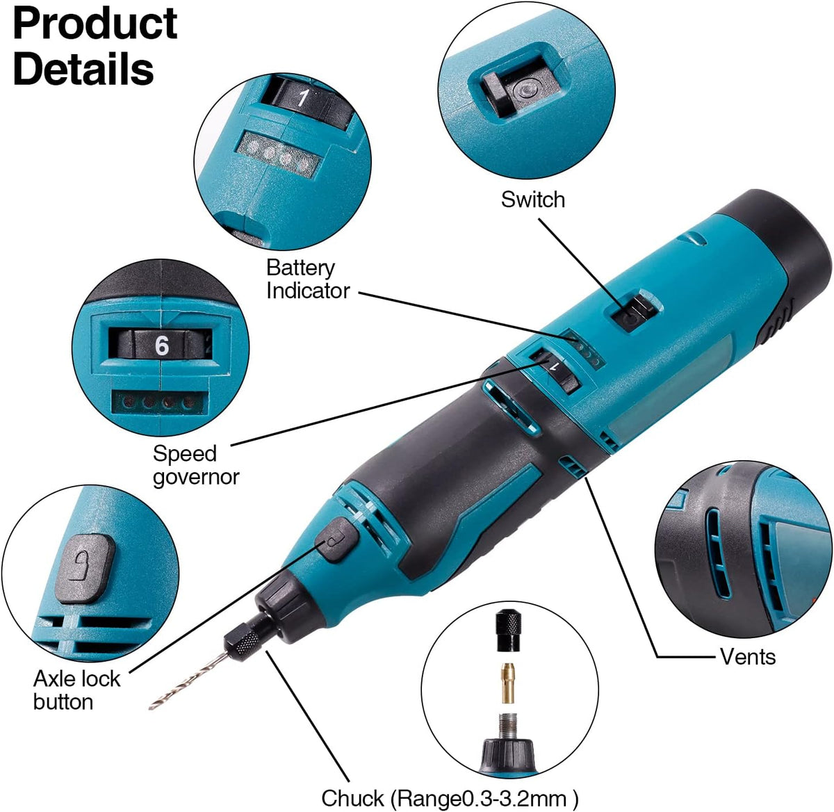 Cordless Rotary Tool 93 Accessories Variable Speed Electric Drill Set 12-Volt Multi-Purpose Power Rotary Tool Kit Pack of 2 B463008