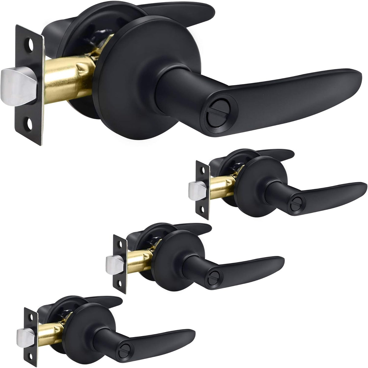Matte Black Privacy Door Lever Handle, 4 Pack N56477