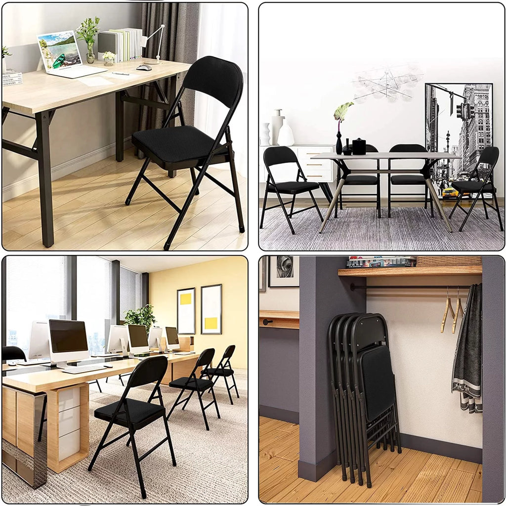 Black Fabric Padded Folding Chair 6 Pack D660