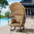 Patio Rocking Sofa Chair with Folding Canopy and Cushion G81641