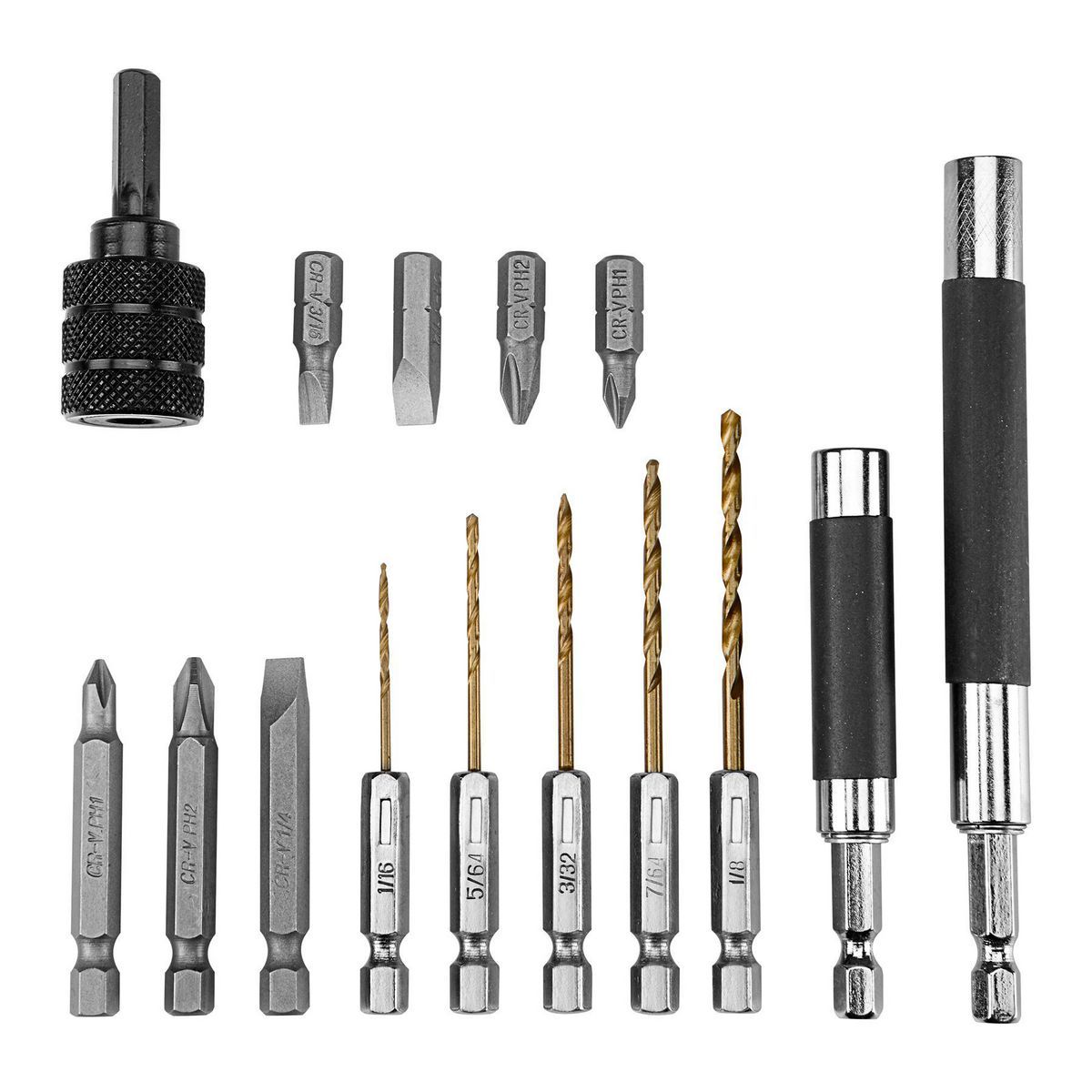 High Speed Steel Quick Change Drill Bit Set, 15-Piece G571870