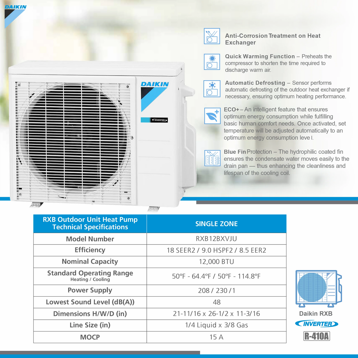 12,000 BTU 18 SEER2 Ductless Mini-Split Heat Pump Air Conditioner R119773