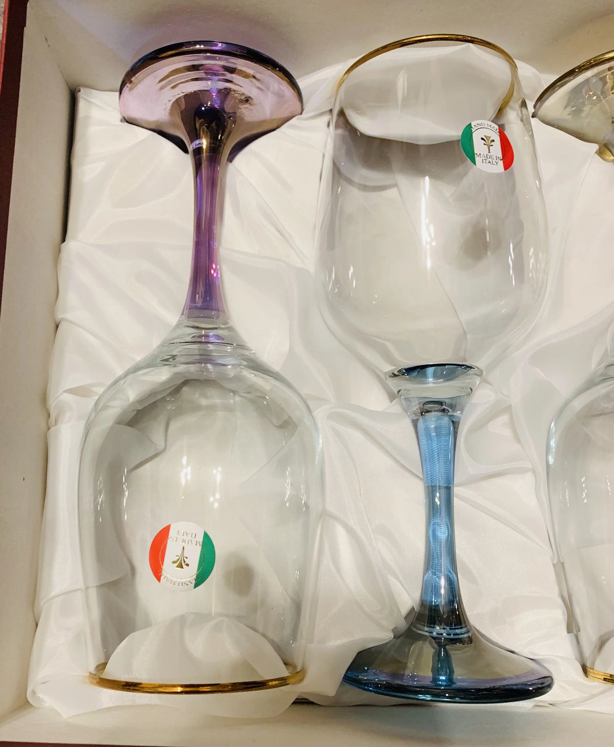 Multi Color Stem Wine Goblets Set of 4 O633
