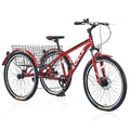 26-Inch 7-Speed 3 Wheel Adult Tricycle with Basket E577