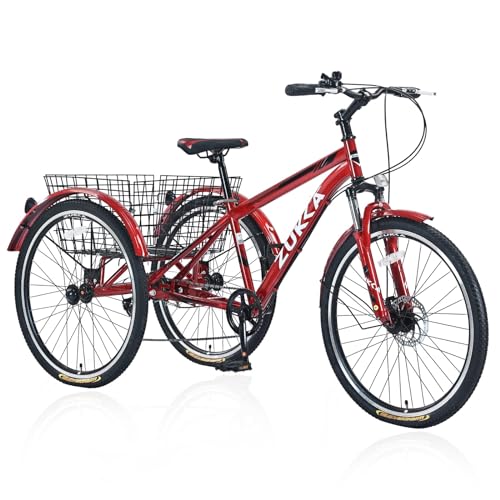 26-Inch 7-Speed 3 Wheel Adult Tricycle with Basket E577