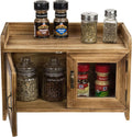 Dark Brown Wood Counter Top Storage Cabinet with Glass Windows S284
