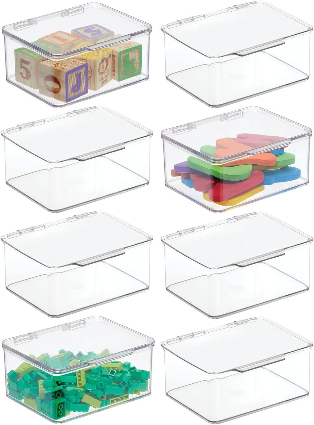 Clear 8 Pack Stackable Rectangular Storage Bin with Lid B5472