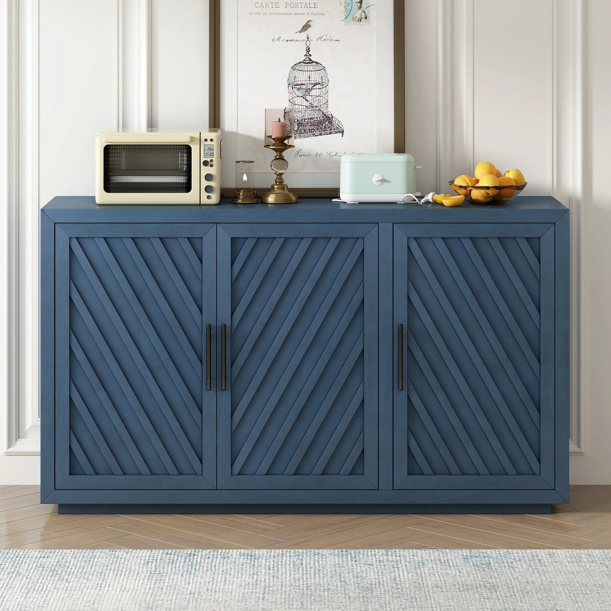 Antique Blue 3 Door Sideboard Cabinet A9953