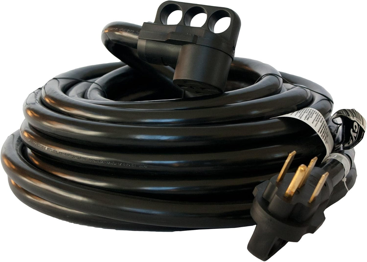 36 Feet Black RV Camper Electrical Extension Cord with Handle P6242