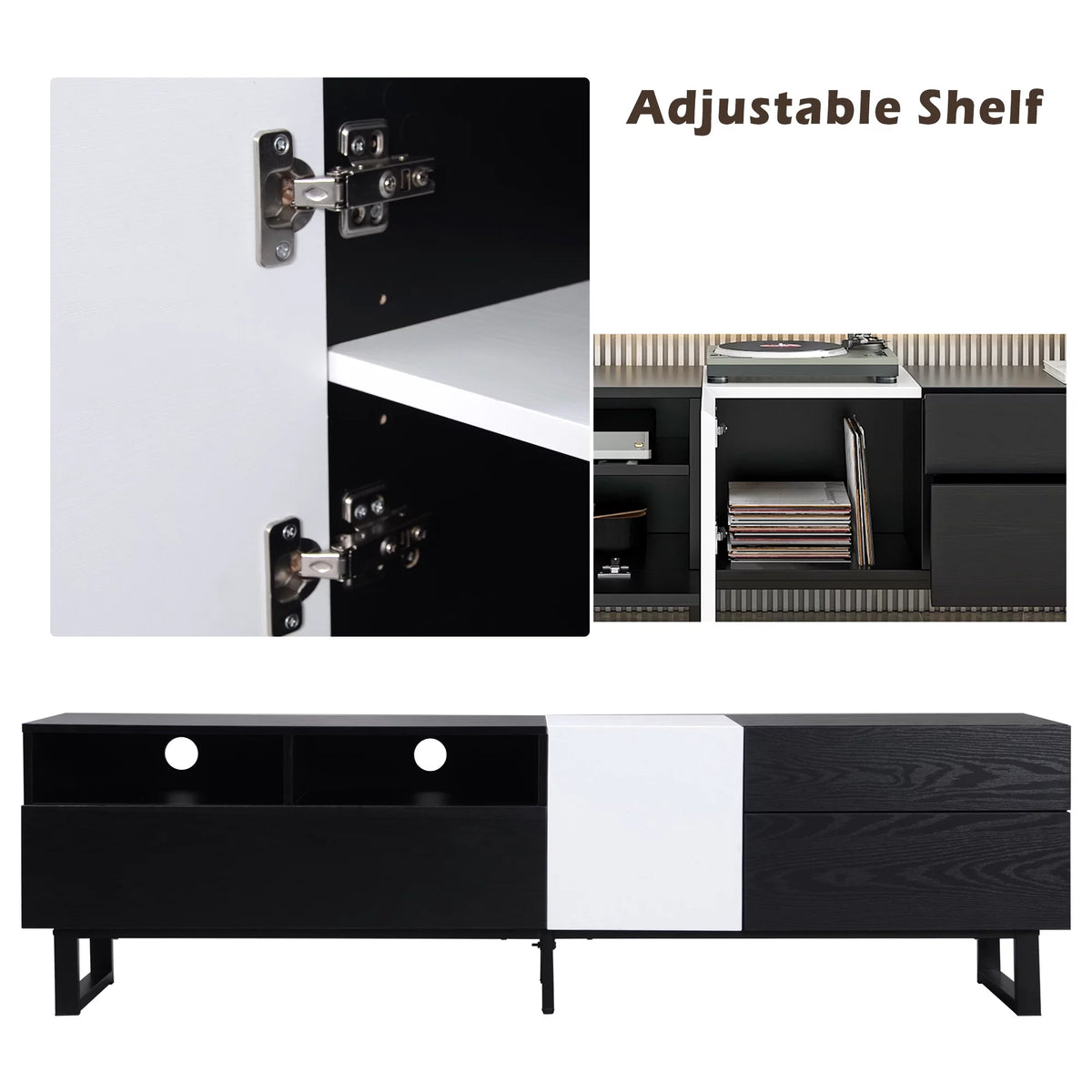 Mid-Century Modern TV Stand Up to 80" with Storage Cabinet L165