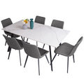 7 Piece Sintered Stone Dining Table Set with 6 Grey Chairs C734