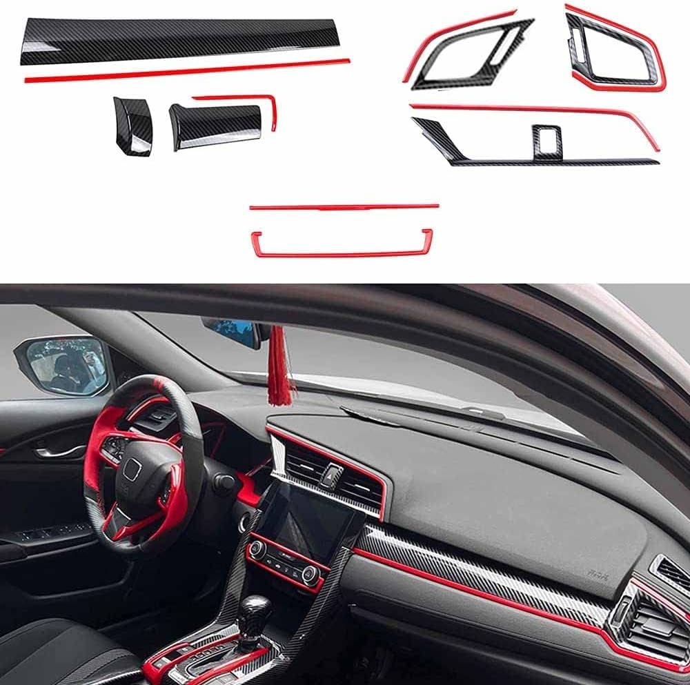 Carbon Fibre ABS Air Conditioning Outlet and Panel Instrument Panel for 10th Gen Honda Civic 2016 2017 2018 2019 2020 2021 W47035