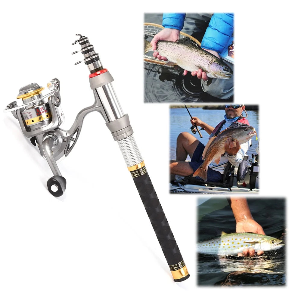 Telescopic Fishing Rod and Reel Combo Full Kit Spinning Pole Set M716827