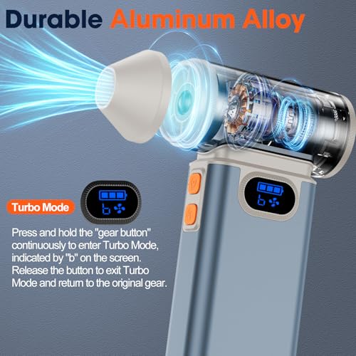 Black Rechargeable Electric Air Duster with Digital Display P413
