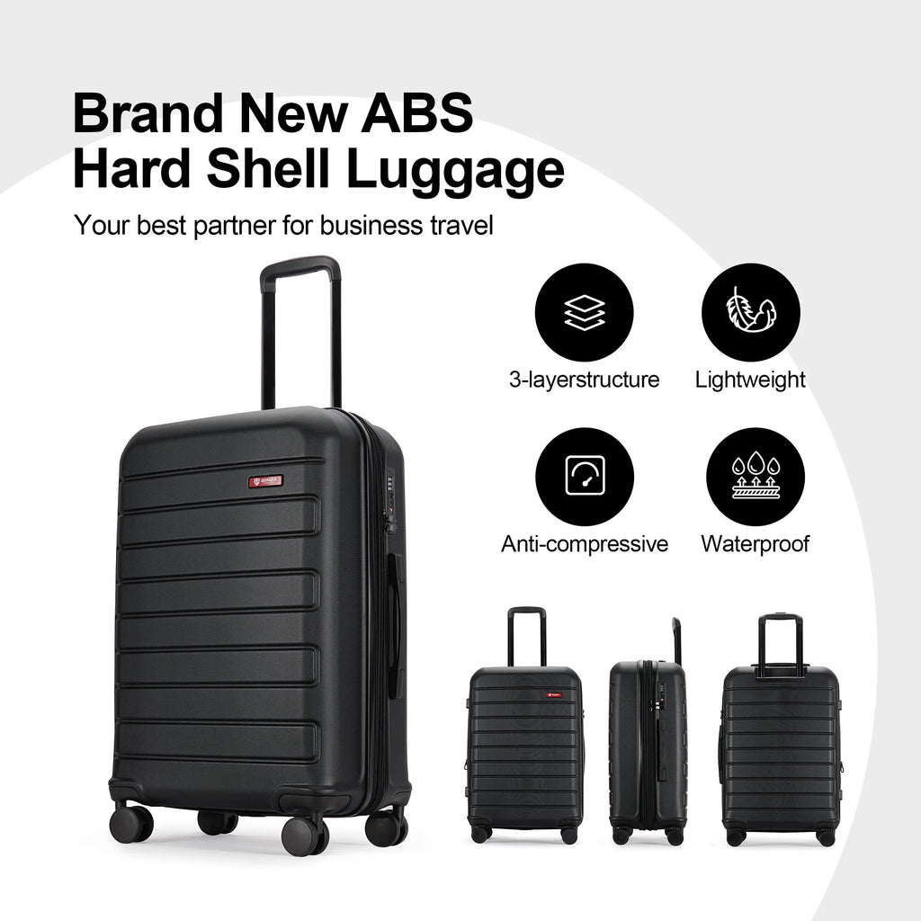 3 Piece Expandable Hard Side Luggage Set with Wheels Black X3891