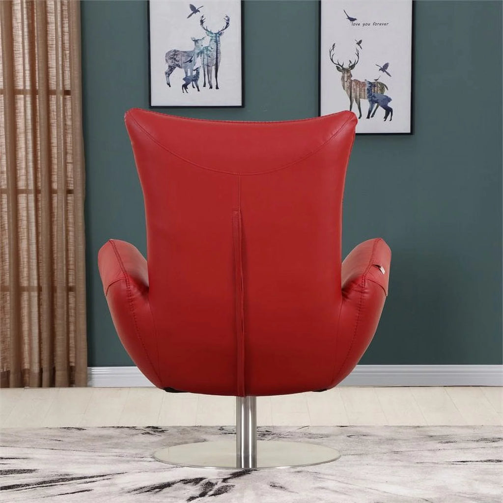 Red Italian Leather Lounge Chair L5456