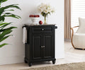 Black Kitchen Island Storage Cabinet with Marble Finish Top U85897
