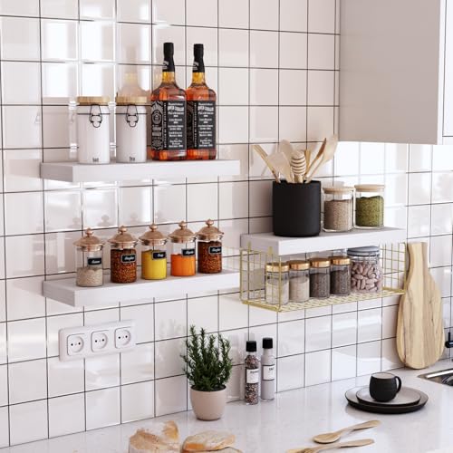 Wall Mounted Floating Shelves 16 inch Set of 3 Rustic Brown L72933
